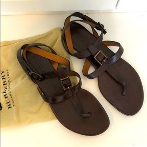 Burberry: Leather Buckle Gladiator Sandals Size 7M